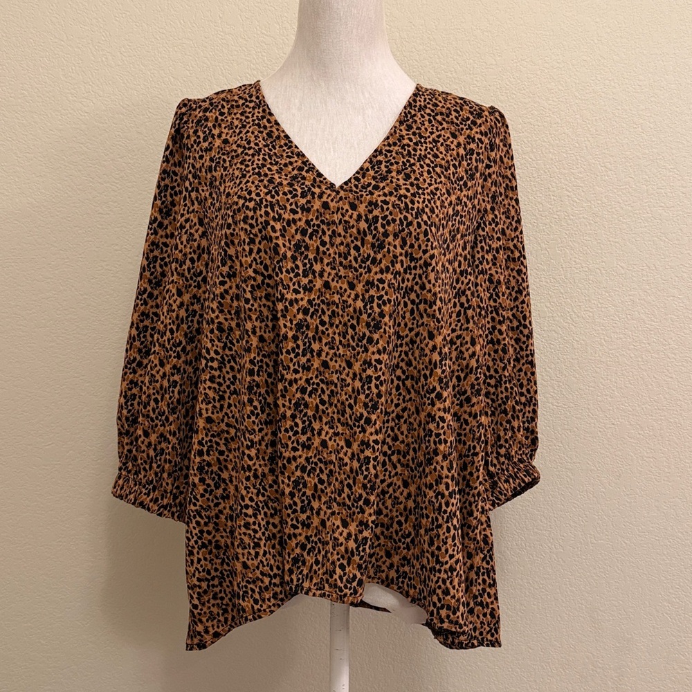 Pomander Place Hollis Top Leopard Animal Print Blouseā Size Large